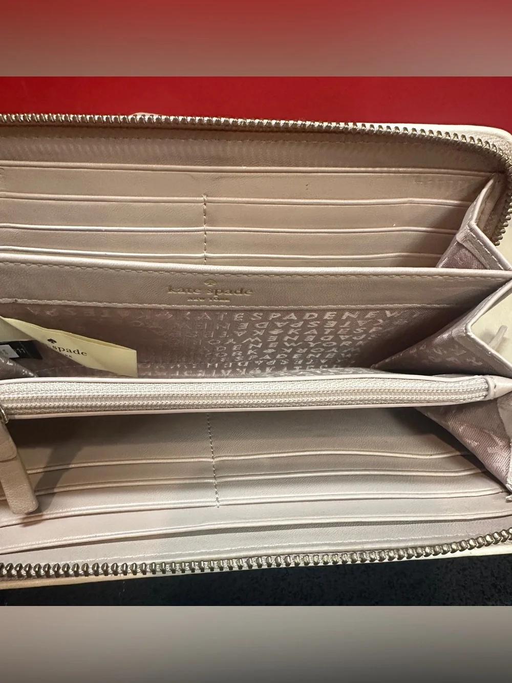 Kate Spade Zip Around Tan/Cream Wallet Tassel Accent Lots of Storage